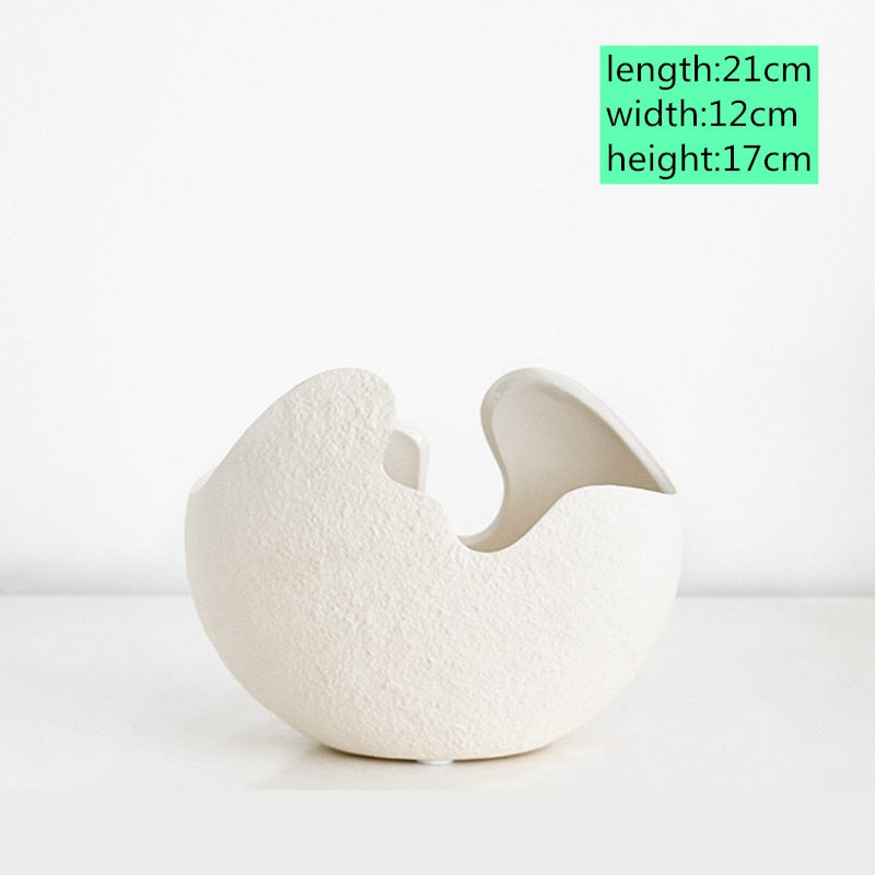 1Pcs Modern pastoral Nordic style White ceramics Egg Shell vase flower pot home desktop ornaments flower arrangement decoration acacuss