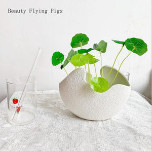 1Pcs Modern pastoral Nordic style White ceramics Egg Shell vase flower pot home desktop ornaments flower arrangement decoration acacuss