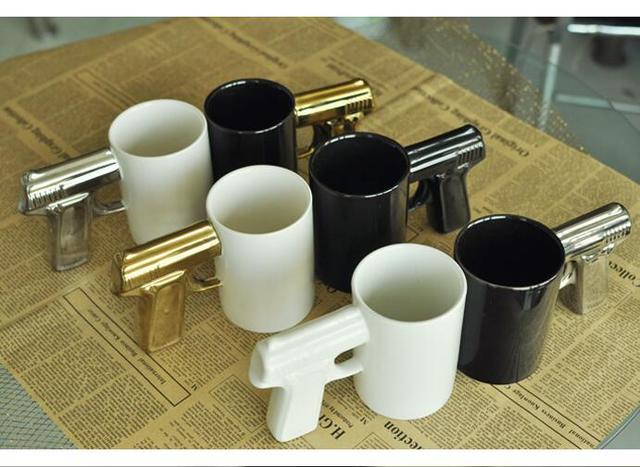 1Pcs Pistol Grip Ceramics Coffee Cups And Mugs Funny Gun Mug Milk Tea Cup Creative Style Ceramic Coffee Mug Drinkware ZL291 acacuss