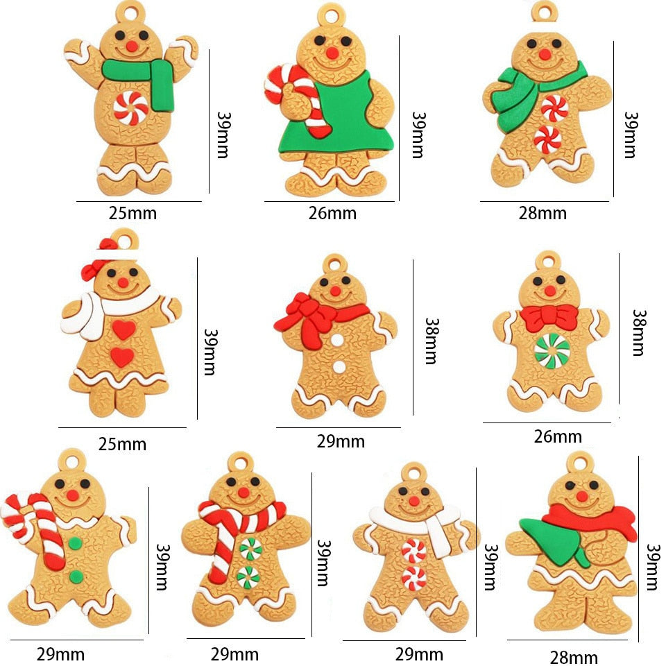 1Set Rubber Gingerbread Man Christmas Hanging Ornaments Colorful Rubber Pendant For Chrismas DIY Gifts Wrapping Decorations acacuss