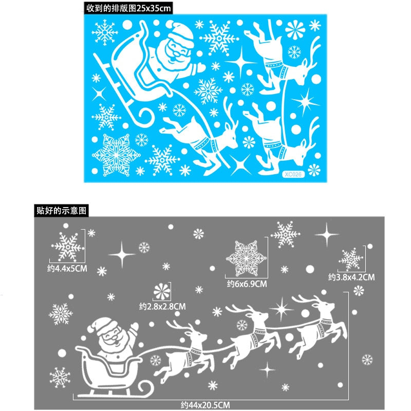 1Set Santa Claus Snowman Elk Window Stickers Snowflake Electrostatic Wall Sticker 2023 Christmas Decoration For Home New Year acacuss