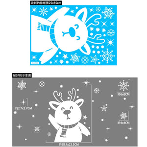 1Set Santa Claus Snowman Elk Window Stickers Snowflake Electrostatic Wall Sticker 2023 Christmas Decoration For Home New Year acacuss
