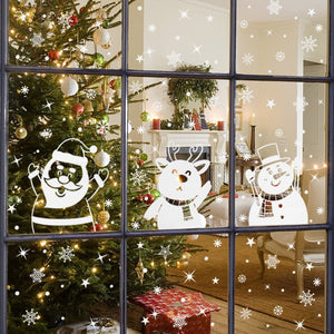1Set Santa Claus Snowman Elk Window Stickers Snowflake Electrostatic Wall Sticker 2023 Christmas Decoration For Home New Year acacuss