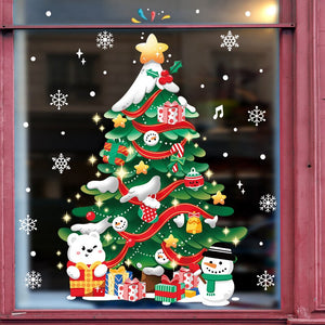 1Set Santa Claus Snowman Elk Window Stickers Snowflake Electrostatic Wall Sticker 2023 Christmas Decoration For Home New Year acacuss