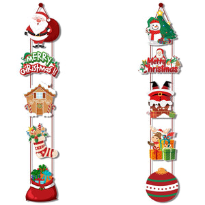 1pair Merry Christmas Door Hanging Banner Santa Claus Snowman Couplet Navidad 2023 Christmas Party Home Decoration 2024 Noel acacuss