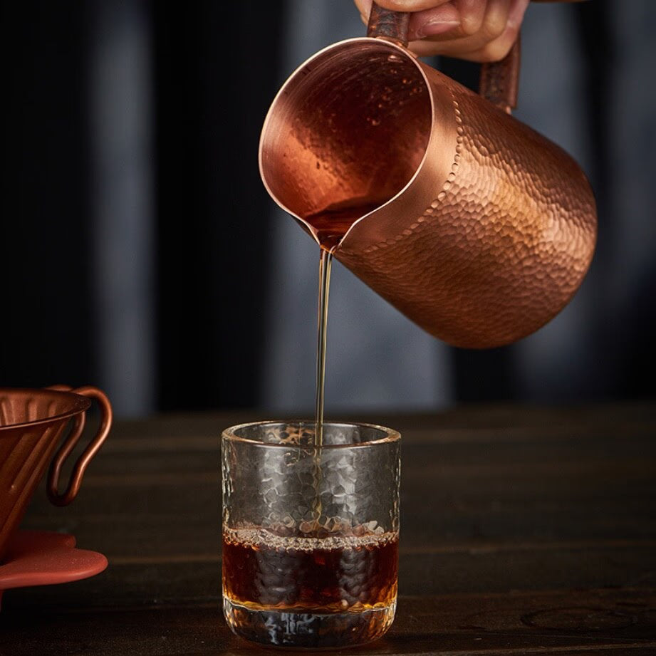 1pc 400ml pure copper hand made Embossing Milk Pitcher/Jug Latte Art Pitcher tea cup for barista acacuss
