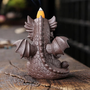 1pc Ceramic Waterfall Incense Burner, Vintage Dragon Backflow Incense Burner, Household Burner Catcher Holder (Without Incense） acacuss
