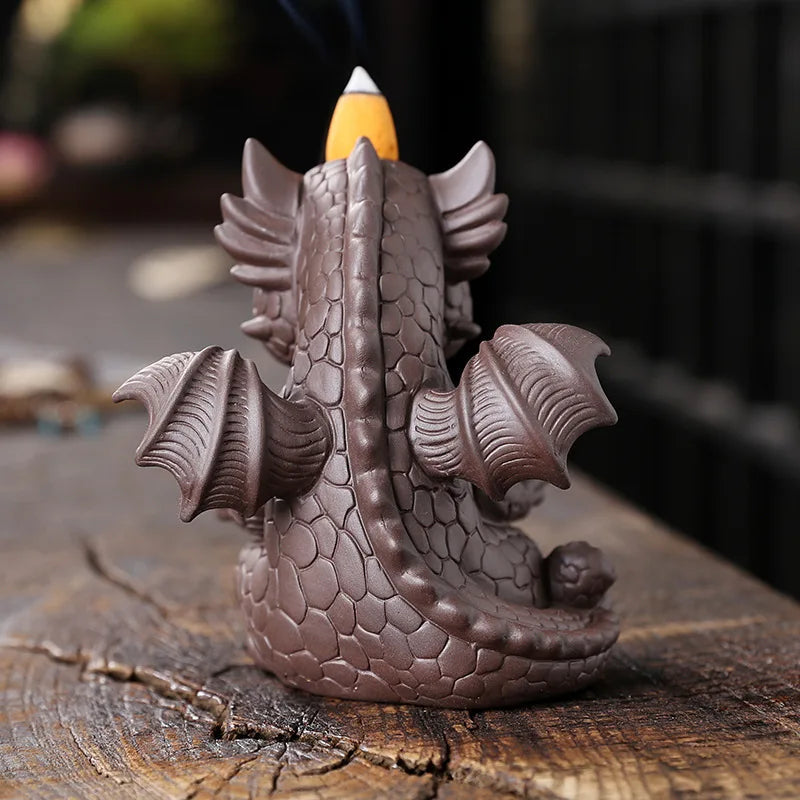 1pc Ceramic Waterfall Incense Burner, Vintage Dragon Backflow Incense Burner, Household Burner Catcher Holder (Without Incense） acacuss