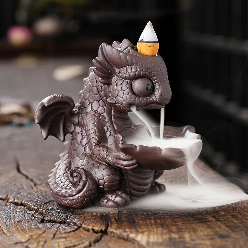 1pc Ceramic Waterfall Incense Burner, Vintage Dragon Backflow Incense Burner, Household Burner Catcher Holder (Without Incense） acacuss