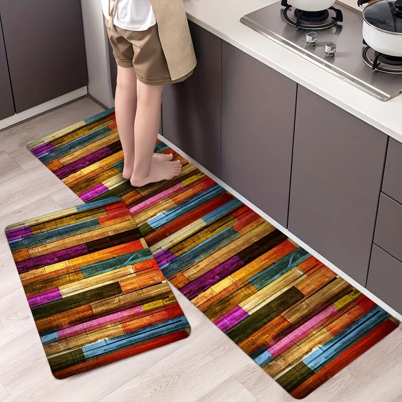 1pc, Colorful Geometric Printed Floor Mat, Home Kitchen Non-slip Oil-proof Floor Mat, Kitchen Indoor Floor Runner Rug acacuss