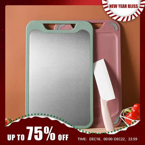 1pc Cutting Board Two Sides Of Stainless Steel and Plastic Dual-purpose Multifunctional Cut Vegetables and Meat Chopping Board acacuss