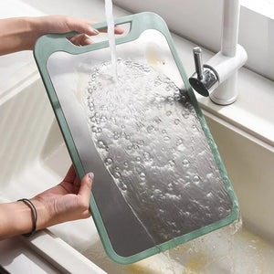 1pc Cutting Board Two Sides Of Stainless Steel and Plastic Dual-purpose Multifunctional Cut Vegetables and Meat Chopping Board acacuss