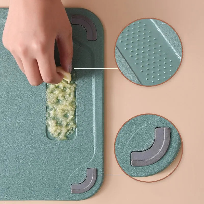 1pc Cutting Board Two Sides Of Stainless Steel and Plastic Dual-purpose Multifunctional Cut Vegetables and Meat Chopping Board acacuss