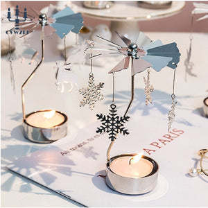1pc Metal Hot Rotating Candle Holder Christmas Rotating Candle Holder Dinner Party Wedding Party Candle Holder Decoration Gift acacuss
