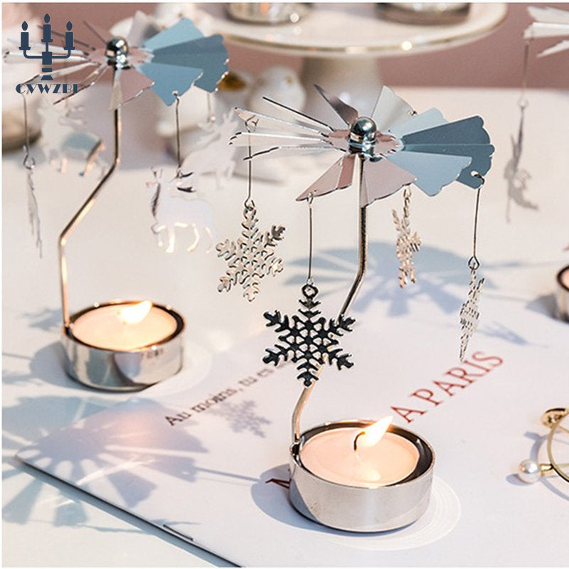 1pc Metal Hot Rotating Candle Holder Christmas Rotating Candle Holder Dinner Party Wedding Party Candle Holder Decoration Gift acacuss