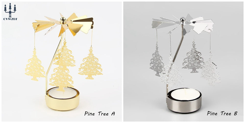 1pc Metal Hot Rotating Candle Holder Christmas Rotating Candle Holder Dinner Party Wedding Party Candle Holder Decoration Gift acacuss