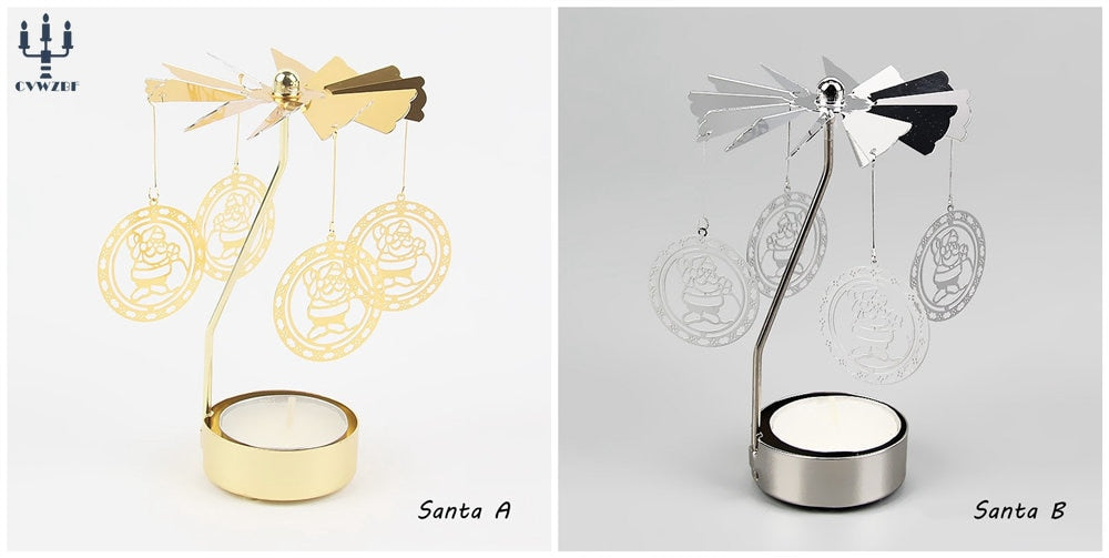 1pc Metal Hot Rotating Candle Holder Christmas Rotating Candle Holder Dinner Party Wedding Party Candle Holder Decoration Gift acacuss