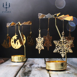 1pc Metal Hot Rotating Candle Holder Christmas Rotating Candle Holder Dinner Party Wedding Party Candle Holder Decoration Gift acacuss