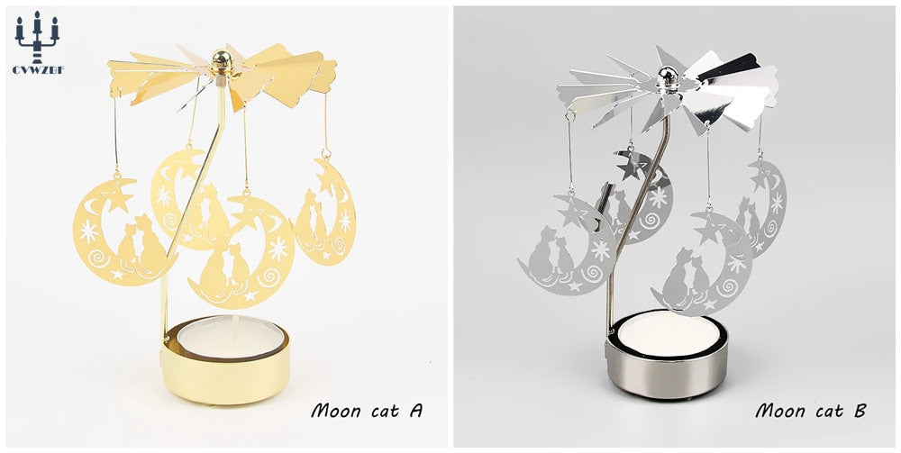 1pc Metal Hot Rotating Candle Holder Christmas Rotating Candle Holder Dinner Party Wedding Party Candle Holder Decoration Gift acacuss