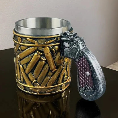 1pc, Stainless Steel Bullet Pattern Beer Mug - Perfect for Summer and Winter Drinks, Coffee, and Water - Ideal Gift for Birthday acacuss
