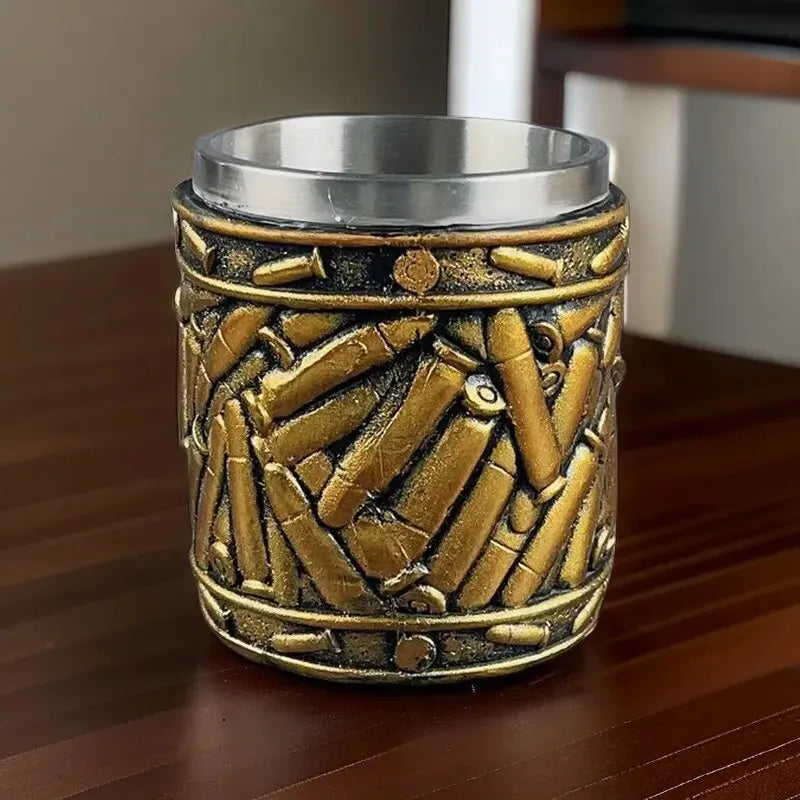 1pc, Stainless Steel Bullet Pattern Beer Mug - Perfect for Summer and Winter Drinks, Coffee, and Water - Ideal Gift for Birthday acacuss