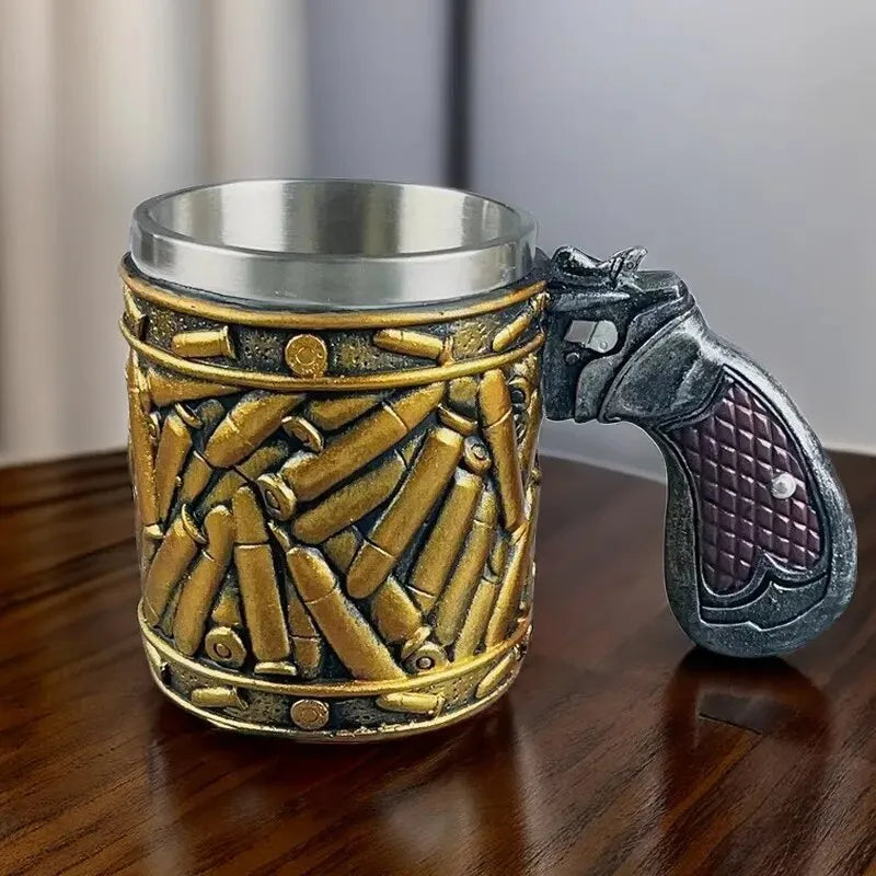 1pc, Stainless Steel Bullet Pattern Beer Mug - Perfect for Summer and Winter Drinks, Coffee, and Water - Ideal Gift for Birthday acacuss