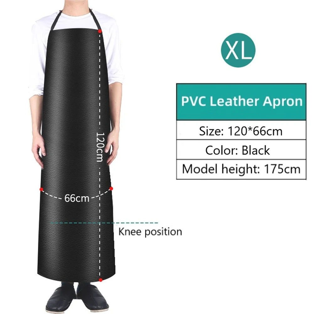 1pc Waterproof Oilproof Apron PVC Leather Heavy Duty Apron For Cleaner Cooking Grill Kitchen Multi-Sizes Kitchen Aprons acacuss