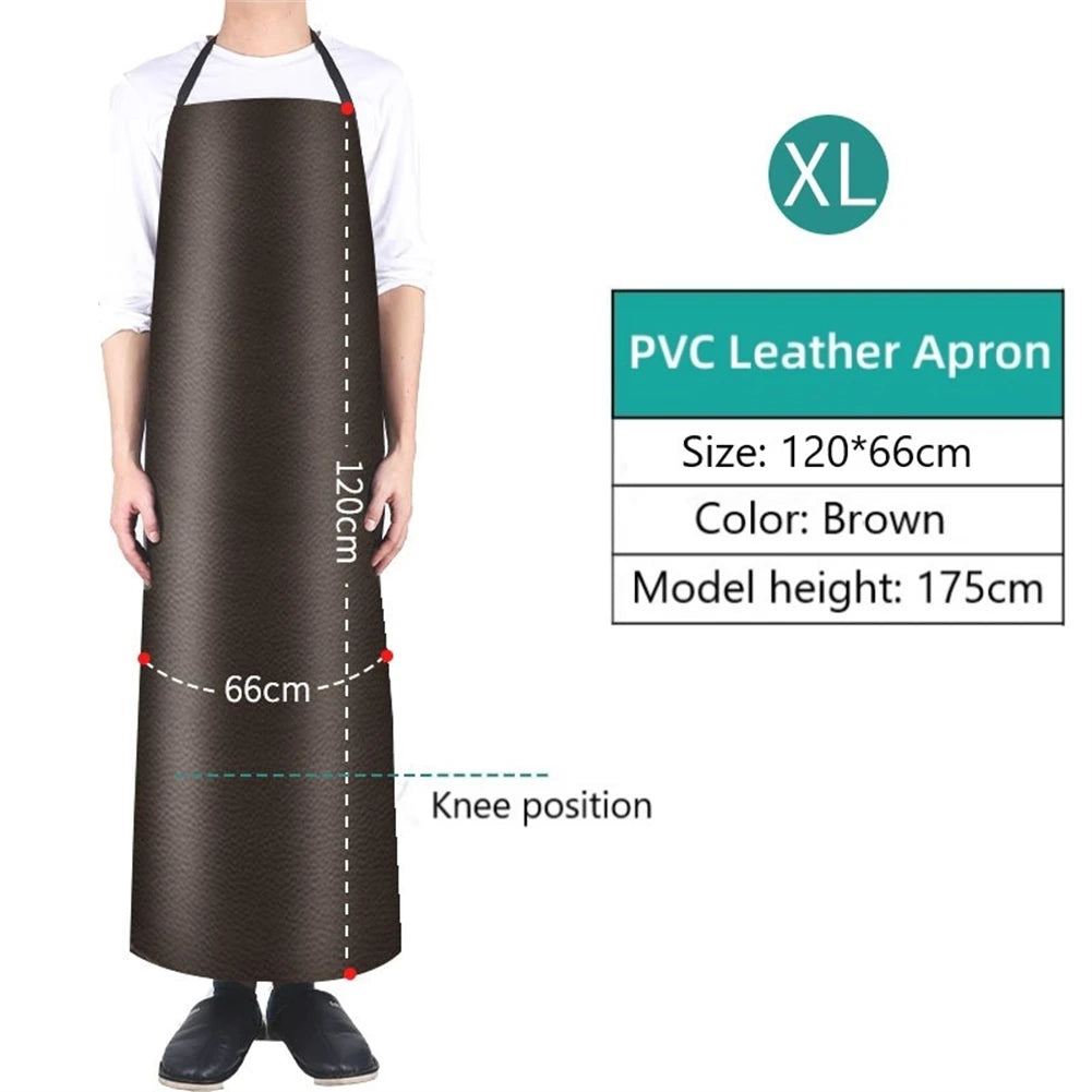 1pc Waterproof Oilproof Apron PVC Leather Heavy Duty Apron For Cleaner Cooking Grill Kitchen Multi-Sizes Kitchen Aprons acacuss