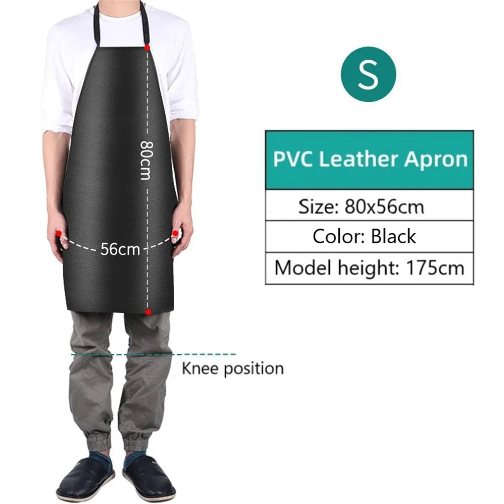 1pc Waterproof Oilproof Apron PVC Leather Heavy Duty Apron For Cleaner Cooking Grill Kitchen Multi-Sizes Kitchen Aprons acacuss