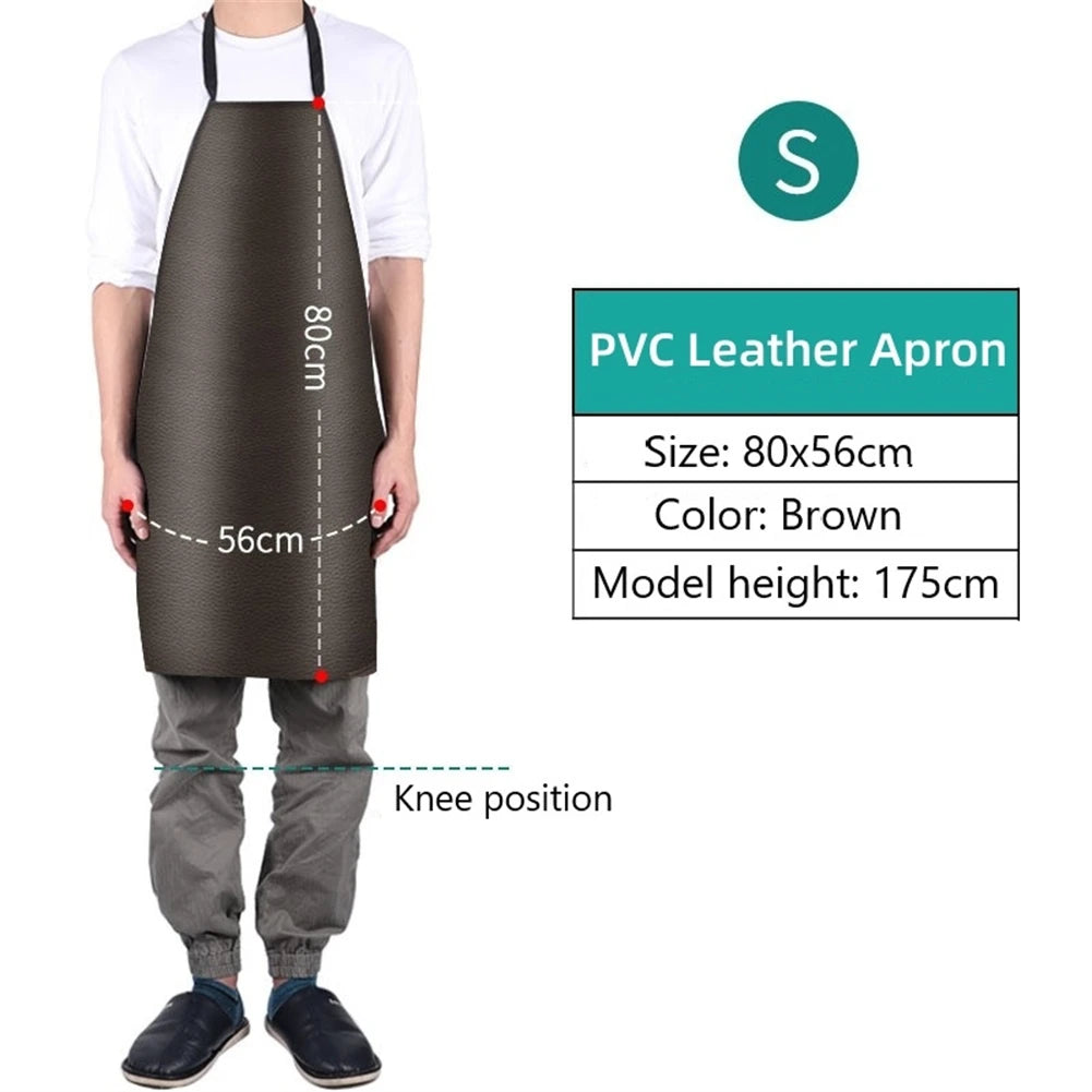 1pc Waterproof Oilproof Apron PVC Leather Heavy Duty Apron For Cleaner Cooking Grill Kitchen Multi-Sizes Kitchen Aprons acacuss