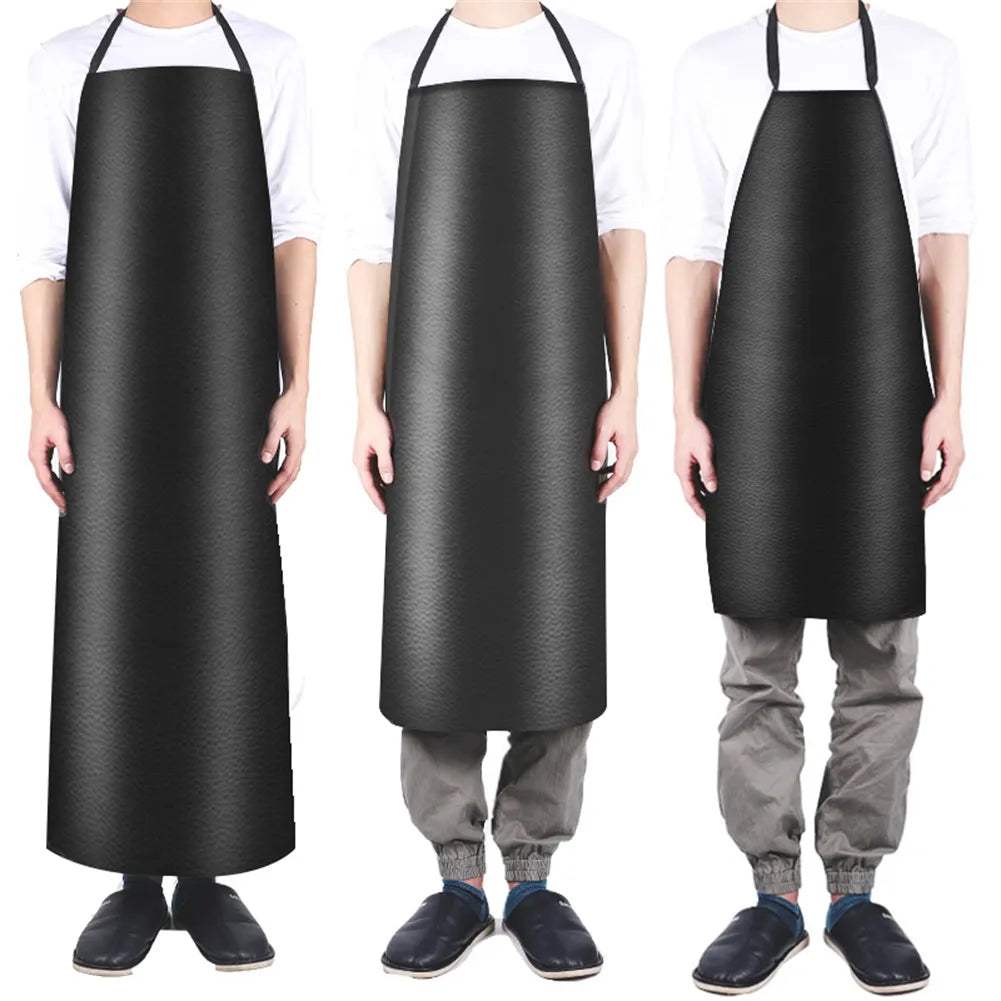 1pc Waterproof Oilproof Apron PVC Leather Heavy Duty Apron For Cleaner Cooking Grill Kitchen Multi-Sizes Kitchen Aprons acacuss