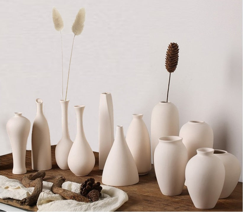 1pc White Frosted Ceramic Vase Ornaments Home Decoration Ceramic Flower Vase Wedding Photography Props acacuss
