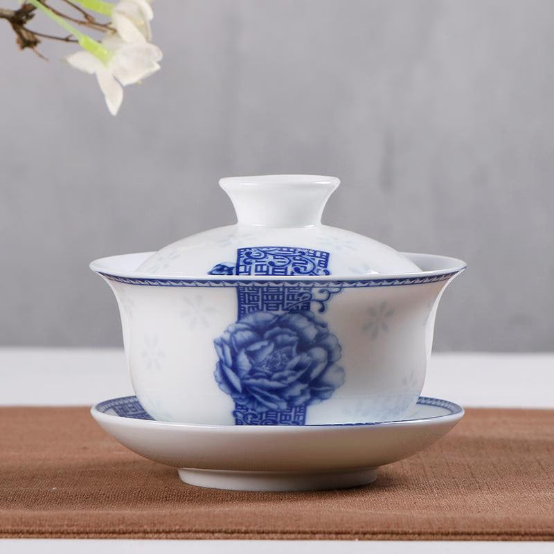 1pcs 150ml Ceramics Gaiwan Tea Tureen Chinese Style Porcelain Pot Set Travel Kettle Hand Painted Teacups Teaware Accessories acacuss