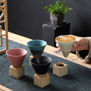 1pcs Creative Retro Ceramic Coffee Cup Rough Pottery Tea Cup Japanese Latte Pull Flower Porcelain Cup Household New Pottery Mug acacuss