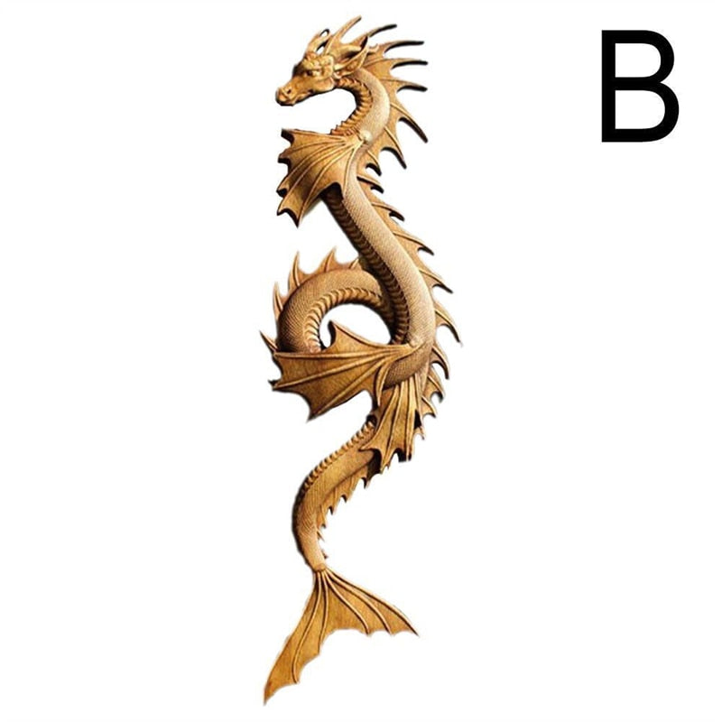 1pcs Resin Carving Dragon Statue Wall Hanging Decor Sculpture Home Craft Ornament Dragon Statue Wall Decor 3d Wall Art Sculpture acacuss