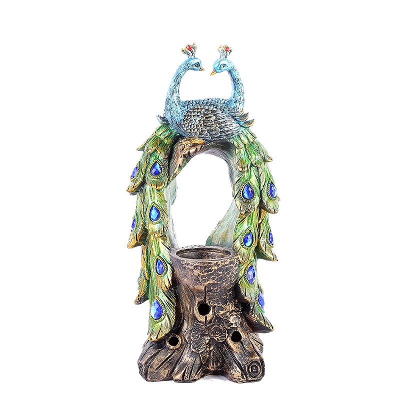 1pcs Resin Peacock Candle Holder for Home and Office Vintage Candlesticks 155x310mm Home Tea House Decoration Ornaments acacuss