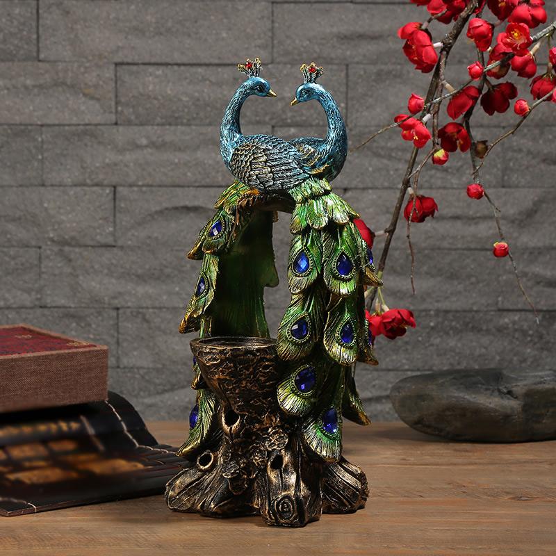 1pcs Resin Peacock Candle Holder for Home and Office Vintage Candlesticks 155x310mm Home Tea House Decoration Ornaments acacuss