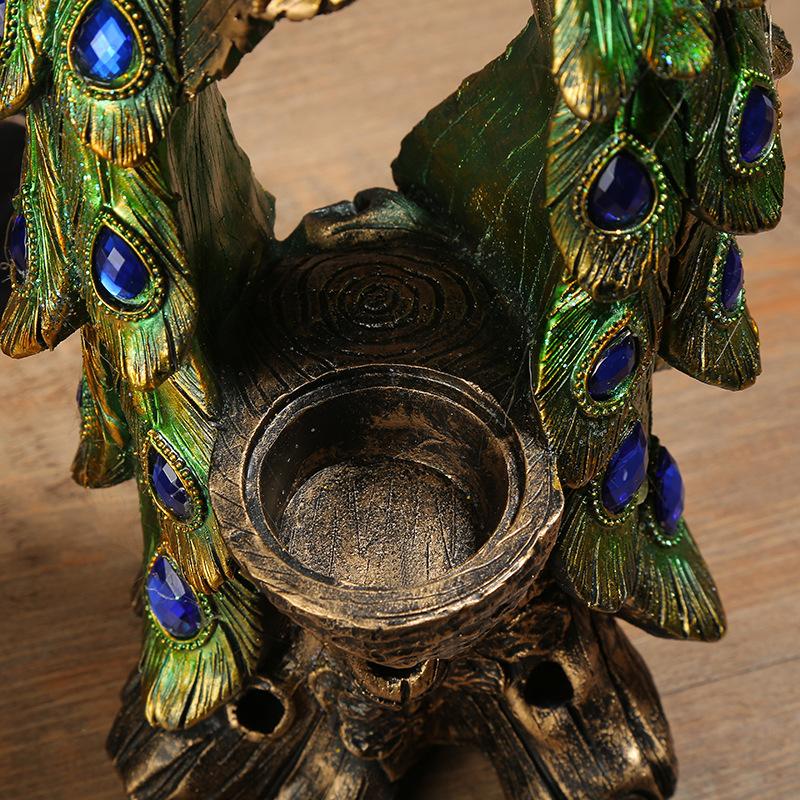 1pcs Resin Peacock Candle Holder for Home and Office Vintage Candlesticks 155x310mm Home Tea House Decoration Ornaments acacuss