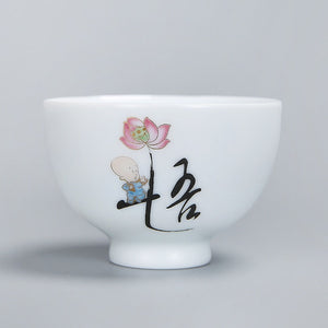1pcs tea cups pu er tea tools kungfu tea cup gift drink tea tool ceramic White jade porcelain acacuss