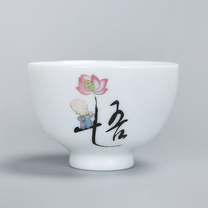1pcs tea cups pu er tea tools kungfu tea cup gift drink tea tool ceramic White jade porcelain acacuss