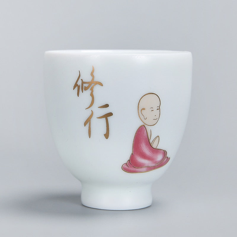 1pcs tea cups pu er tea tools kungfu tea cup gift drink tea tool ceramic White jade porcelain acacuss