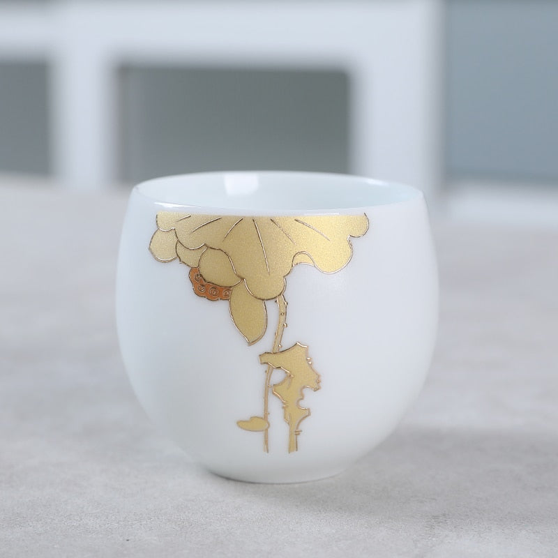 1pcs tea cups pu er tea tools kungfu tea cup gift drink tea tool ceramic White jade porcelain acacuss