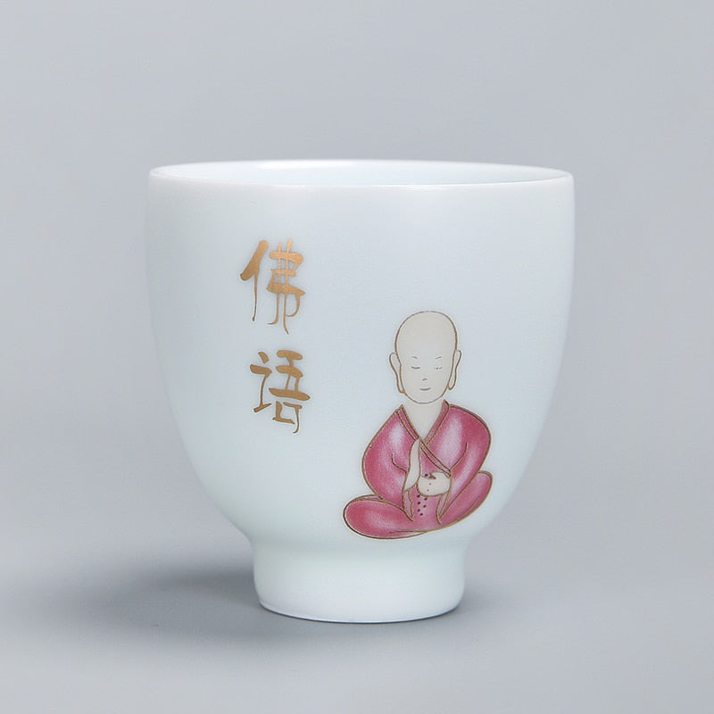 1pcs tea cups pu er tea tools kungfu tea cup gift drink tea tool ceramic White jade porcelain acacuss