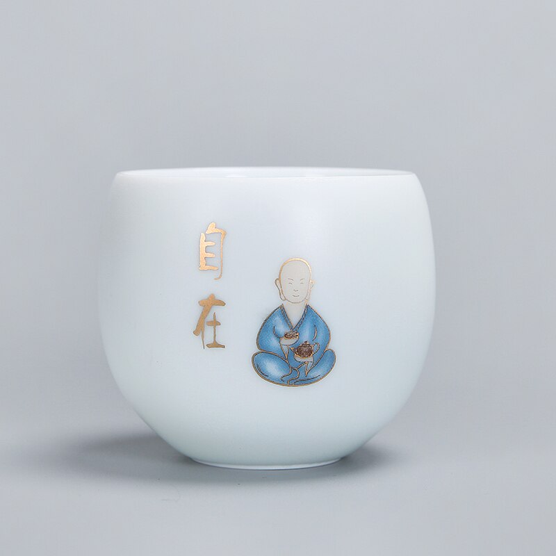 1pcs tea cups pu er tea tools kungfu tea cup gift drink tea tool ceramic White jade porcelain acacuss