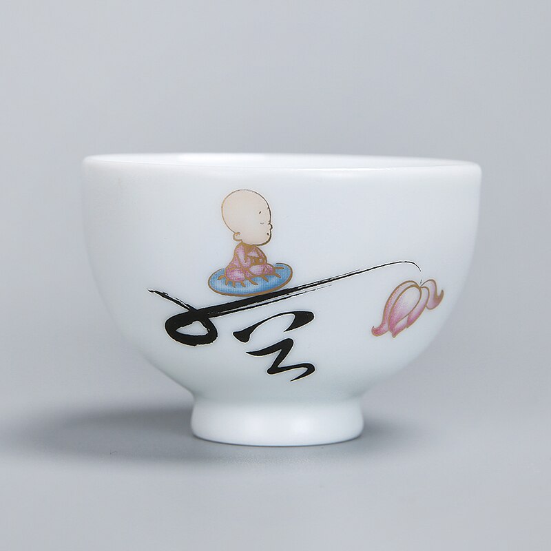1pcs tea cups pu er tea tools kungfu tea cup gift drink tea tool ceramic White jade porcelain acacuss