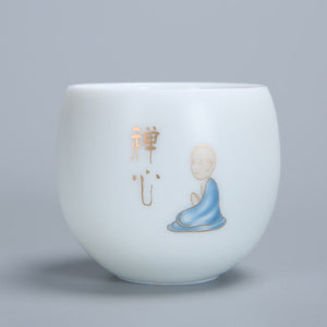 1pcs tea cups pu er tea tools kungfu tea cup gift drink tea tool ceramic White jade porcelain acacuss
