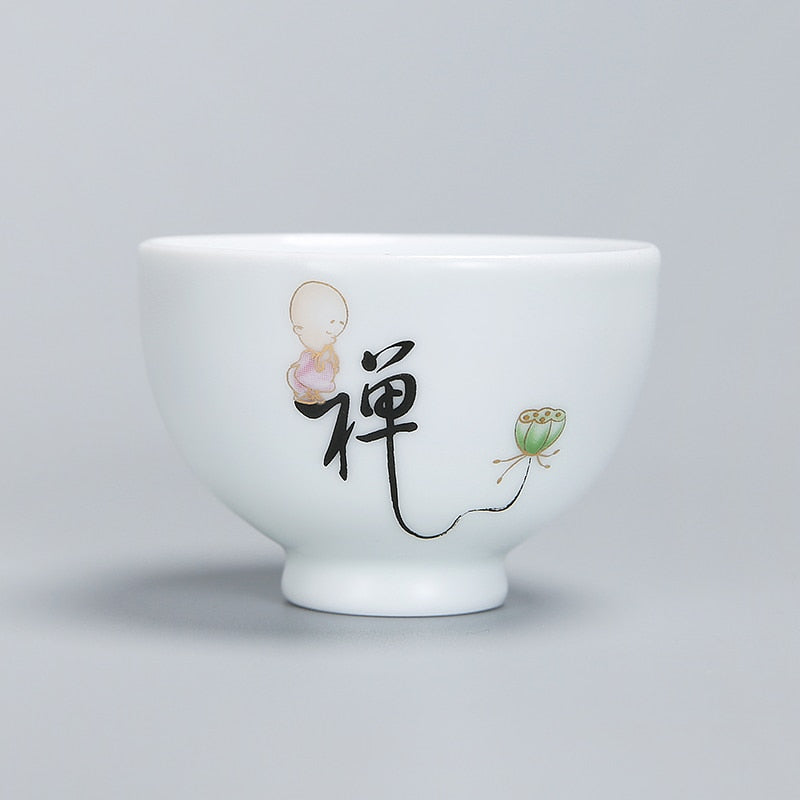 1pcs tea cups pu er tea tools kungfu tea cup gift drink tea tool ceramic White jade porcelain acacuss