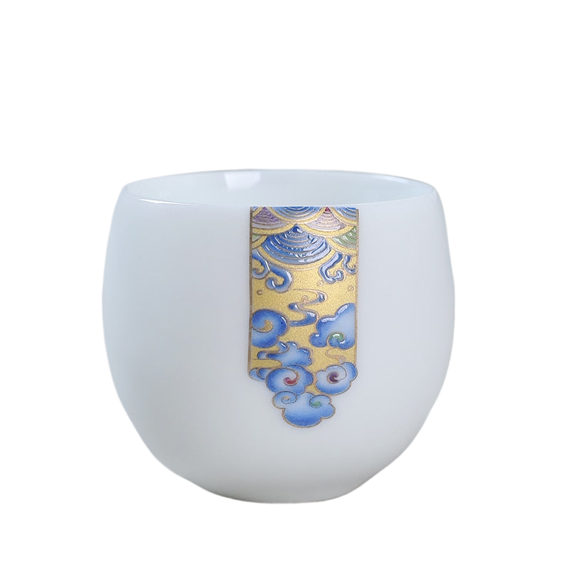 1pcs tea cups pu er tea tools kungfu tea cup gift drink tea tool ceramic White jade porcelain acacuss