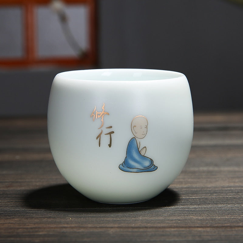 1pcs tea cups pu er tea tools kungfu tea cup gift drink tea tool ceramic White jade porcelain acacuss