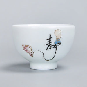 1pcs tea cups pu er tea tools kungfu tea cup gift drink tea tool ceramic White jade porcelain acacuss